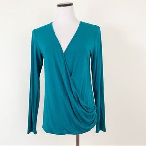 TART Faux Wrap Long Sleeve Jersey Blouse Top